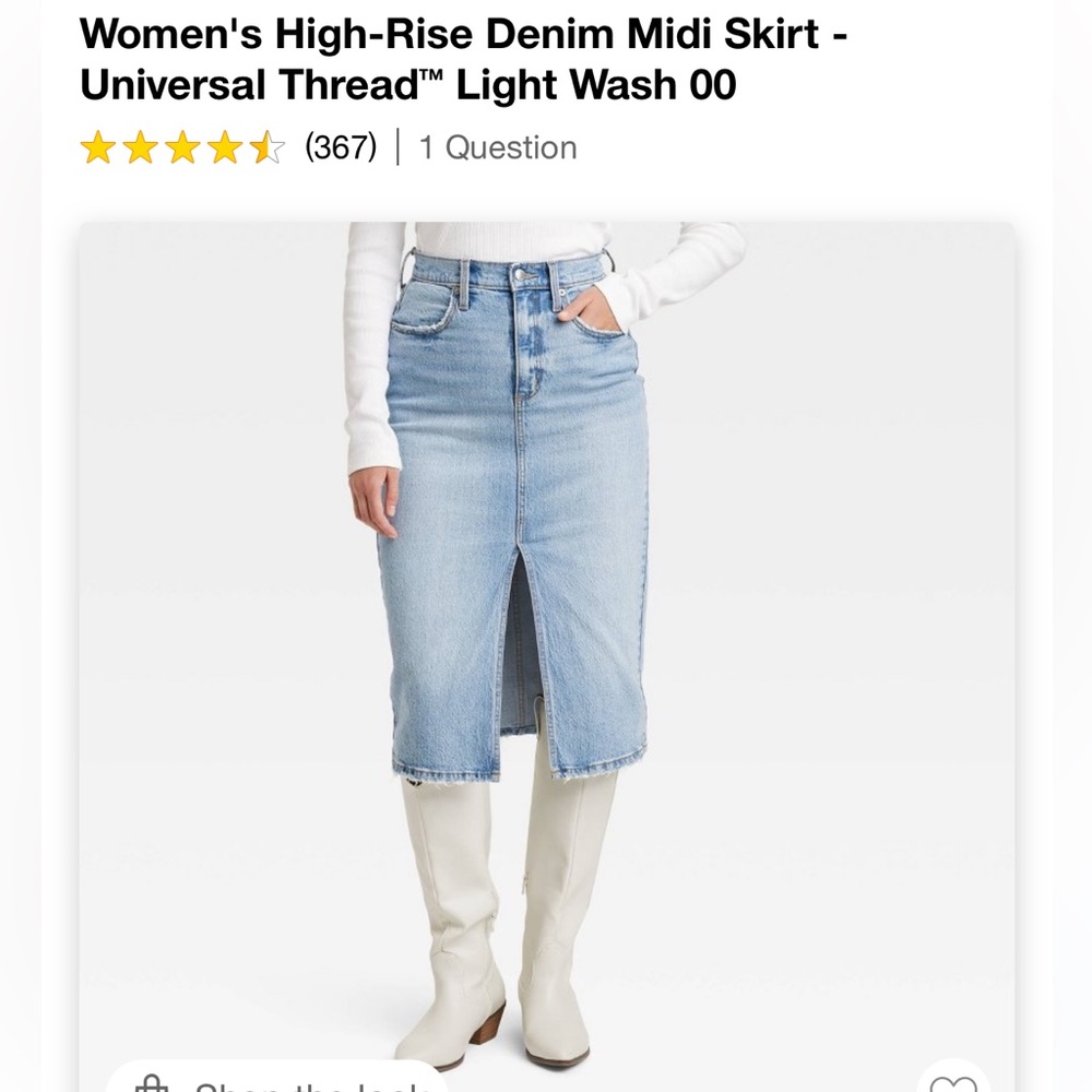 NWT Target - Universal Thread - Women’s High Rise Denim Midi Skirt - Light Wash